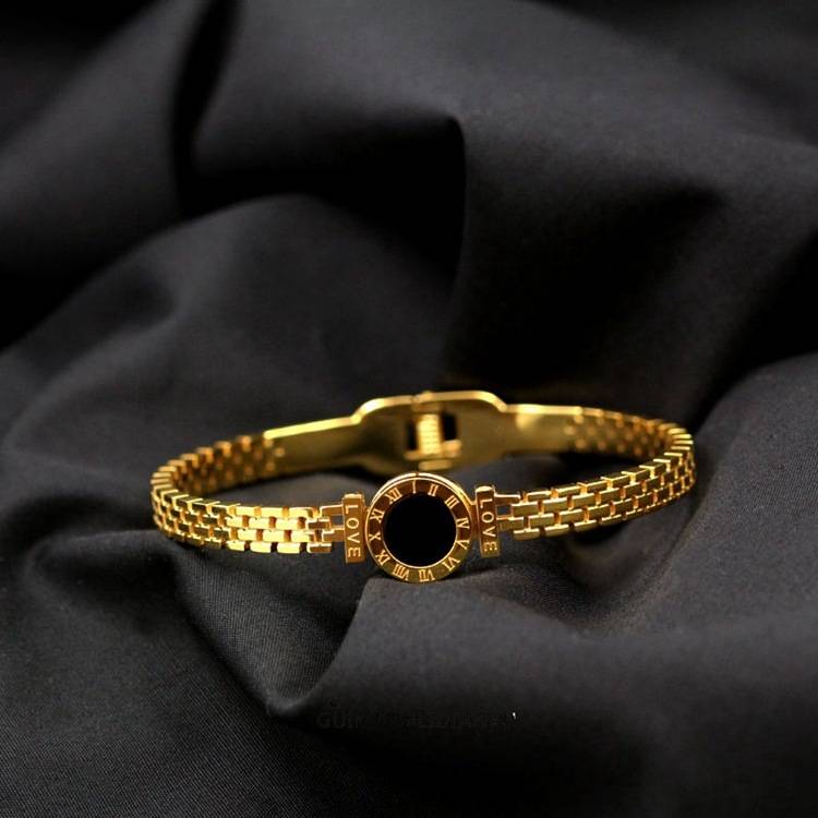 Roman Numbers Embossed Gold-Plated Bracelet