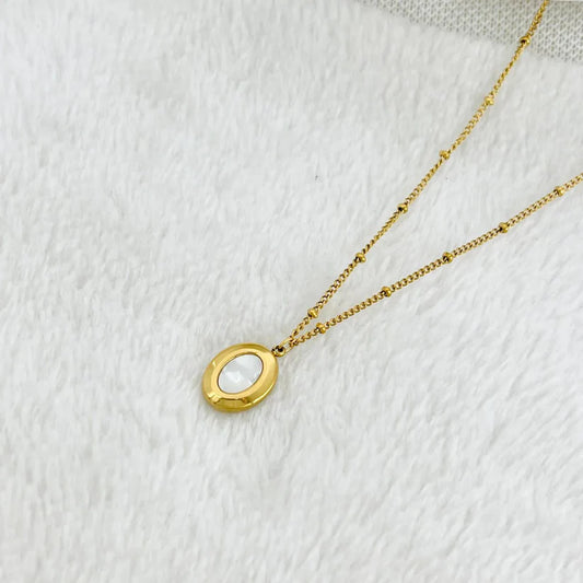 White Oval Necklace